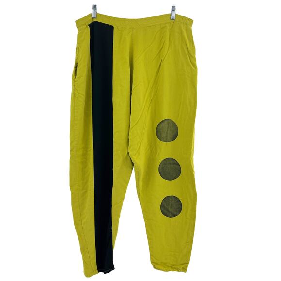 Fetish Blues (L) (34) Men's American VINTAGE 90's Yellow Black Loose Fit Pants - Picture 2 of 10